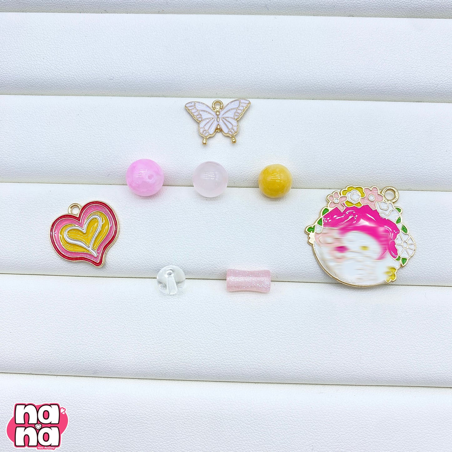 【A705】優しいハックしたい 高品質天然石(ローズクォーツ+モルガナイト)X樹脂Xガラス(8+10)