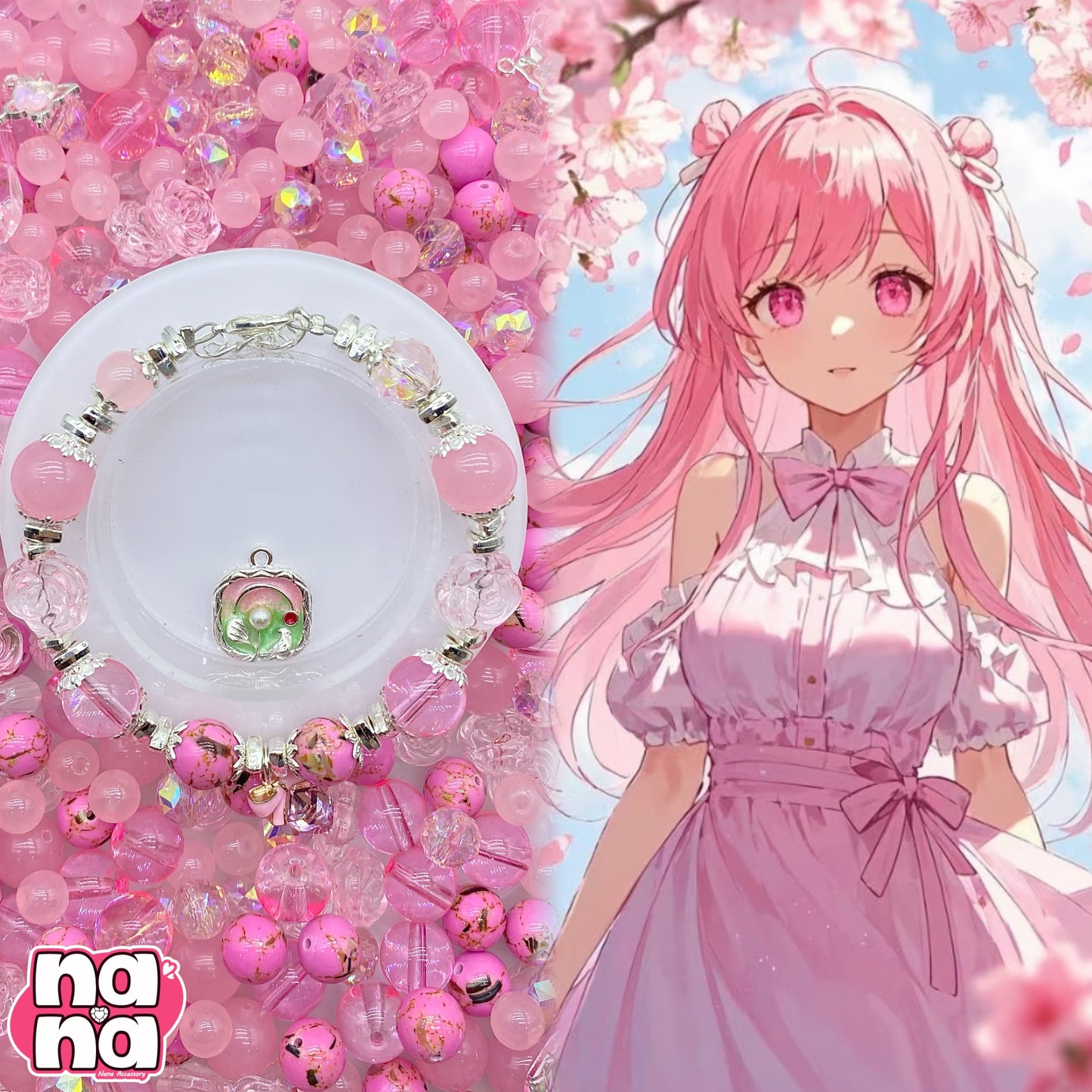 【A1015】 時を追い越して 高品質天然石XクリスタルXガラス(8+10+12)