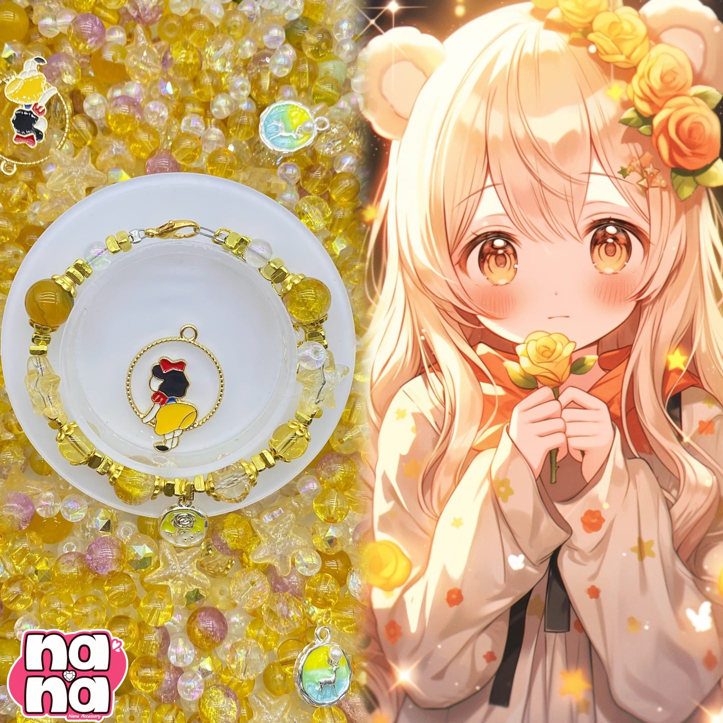 【A1017】涙も痛みも星に変えよう 高品質天然石XクリスタルXガラス(6+8+10)