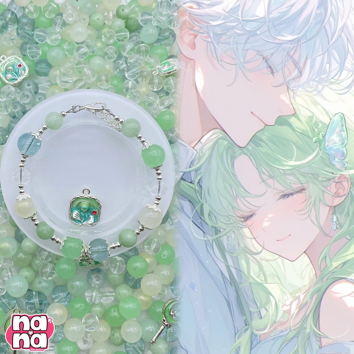 【A1022】夏輝 高品質天然石Xガラス(8+10)