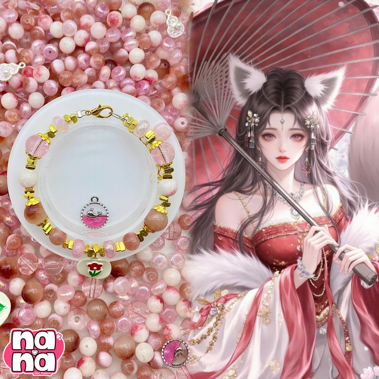 【A1037】はじまりの風 高品質天然石Xガラス(8+10)