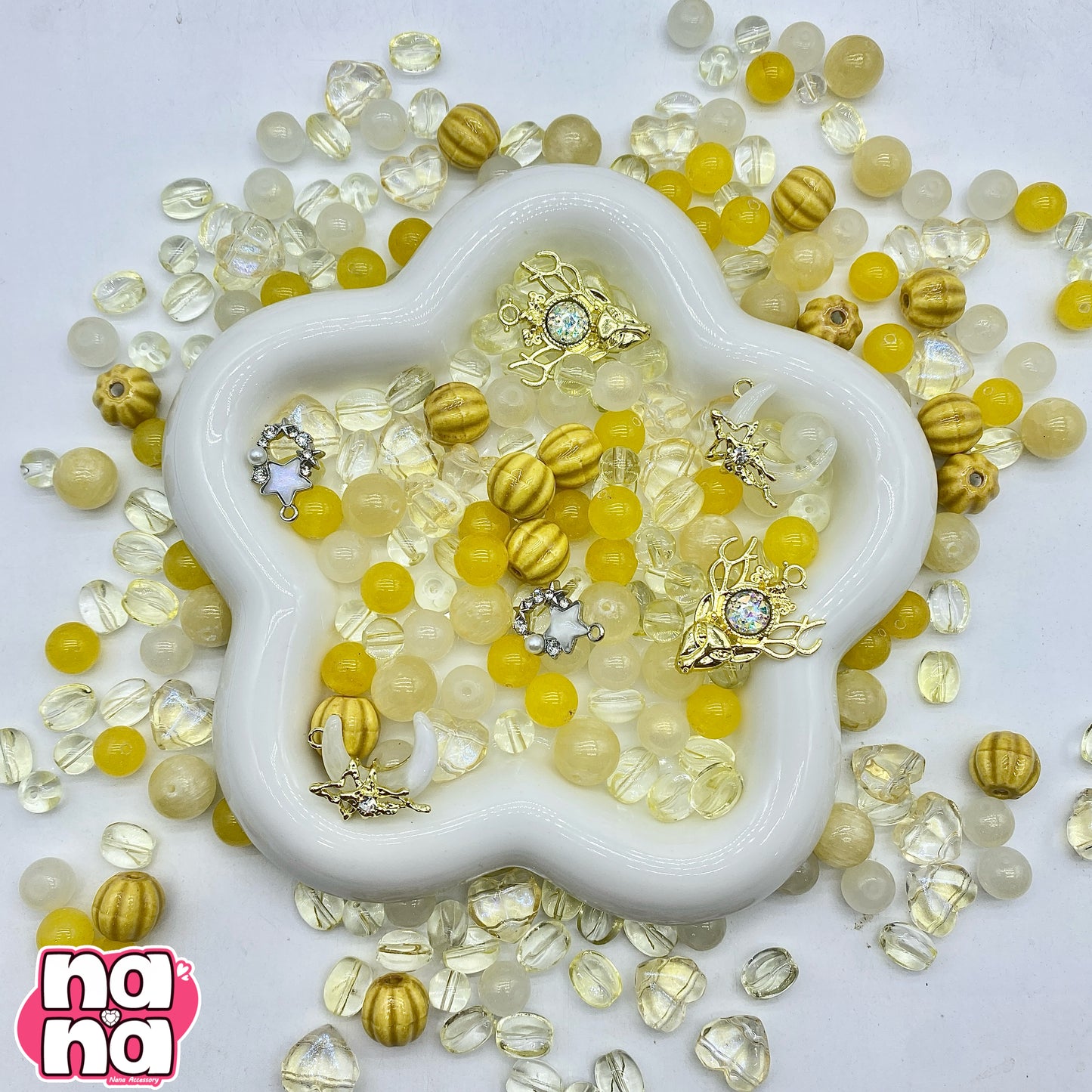 【A1055】 祝福 高品質天然石X磁器の玉Xガラス(8+10+12)