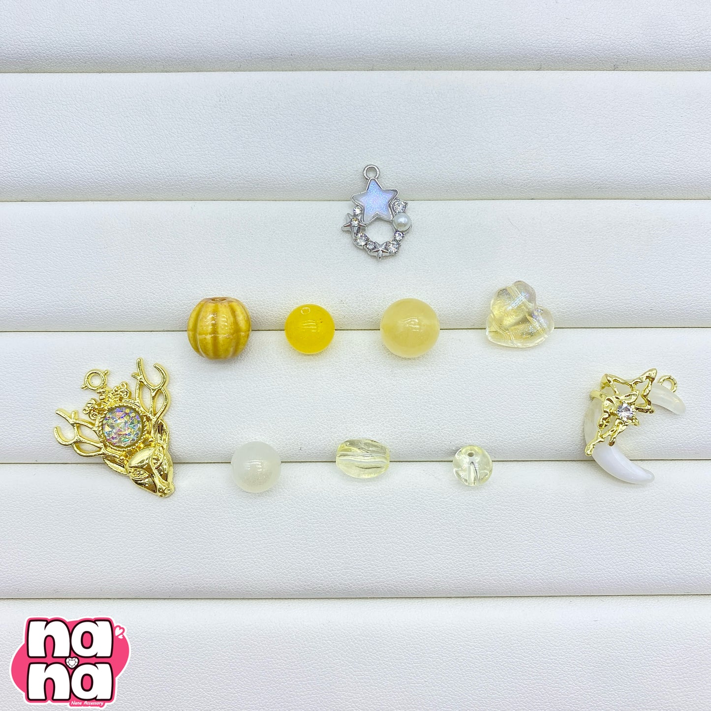【A1055】 祝福 高品質天然石X磁器の玉Xガラス(8+10+12)