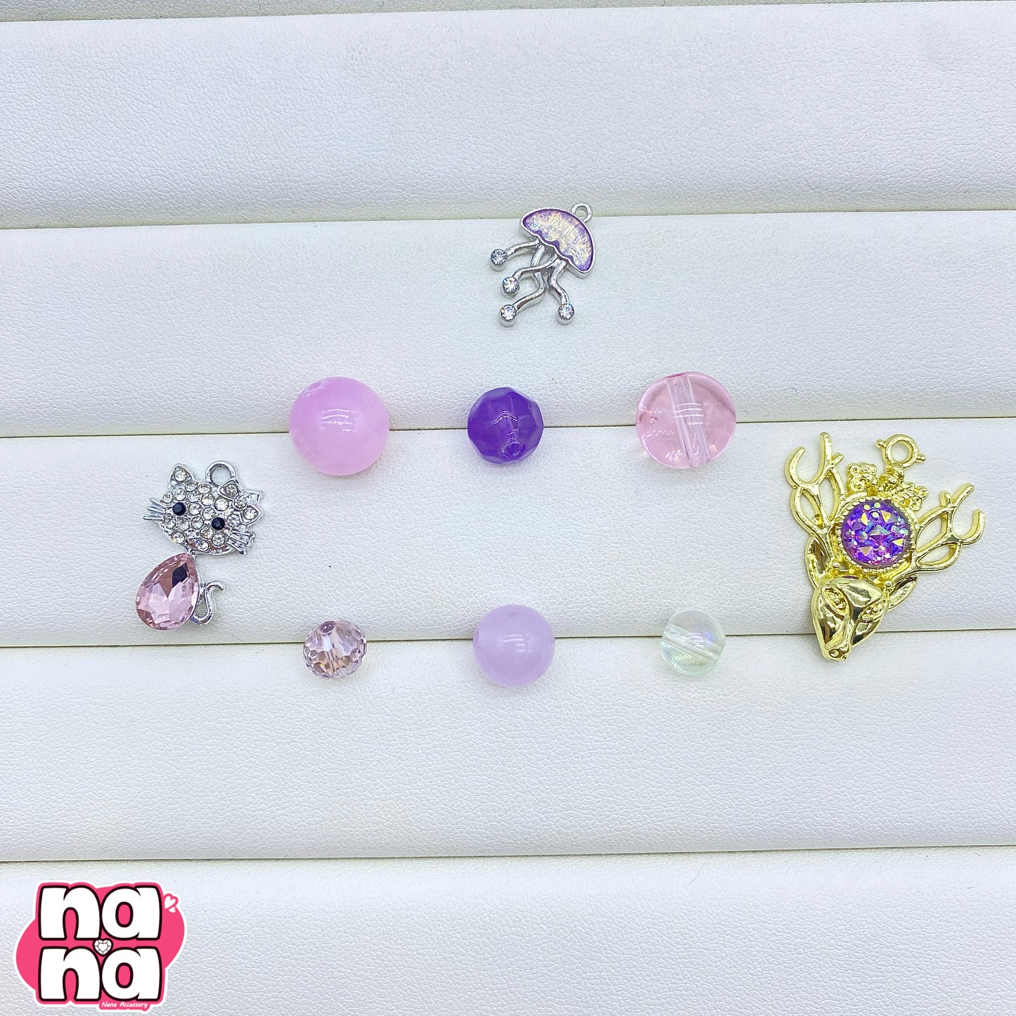 【A1057】愛している永遠に 高品質天然石XクリスタルXガラス(8+10+12)
