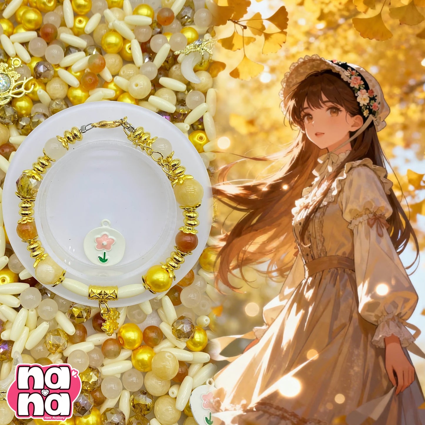 【A1065】君と逢いたい 高品質天然石Xガラス(6+10)