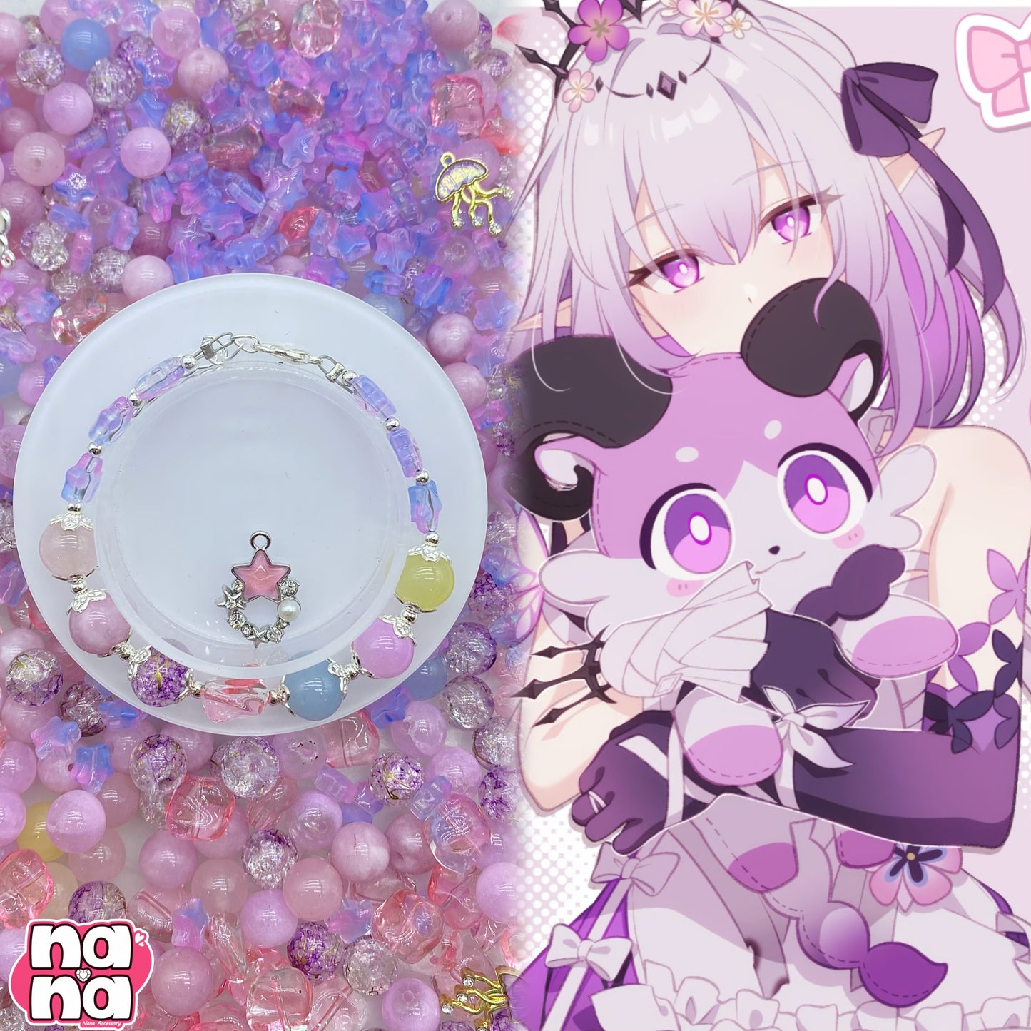 【A1081】「大好き」を歌える 高品質天然石Xガラス(10*10)
