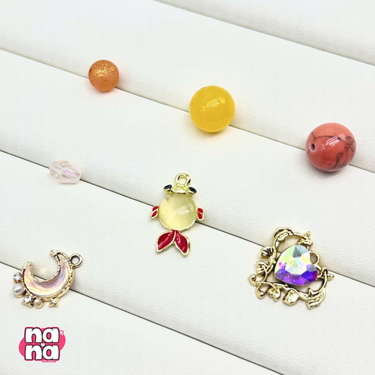 【Y1045】オレンジ 高品質クォーツ&ガラス(10*10)