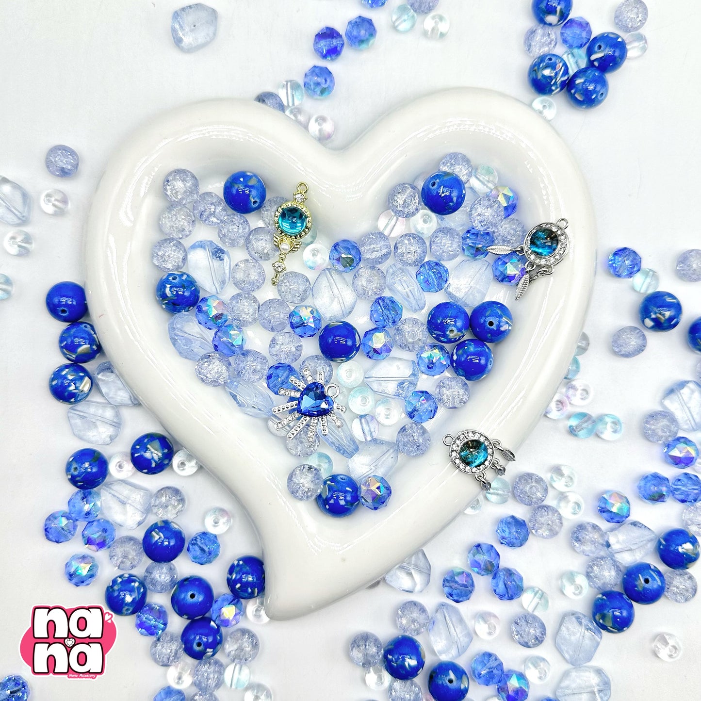 【A1205】きみと、波にのみたら 高品質天然石XクリスタルXガラス(8+10+12)