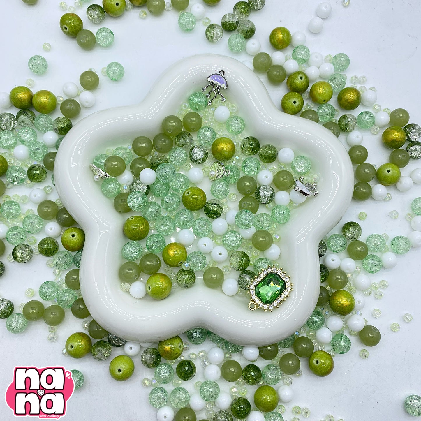 【A1207】祝福 高品質天然石Xガラス(8+10+12)