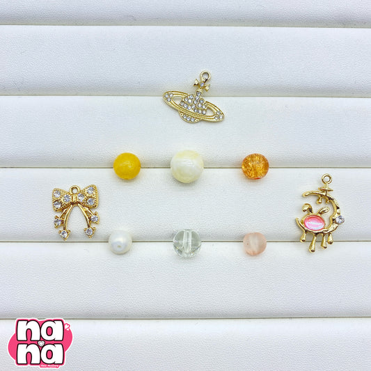 【A1216】LOVE ドっきゅうん 高品質天然石Xガラス(8+10+12)