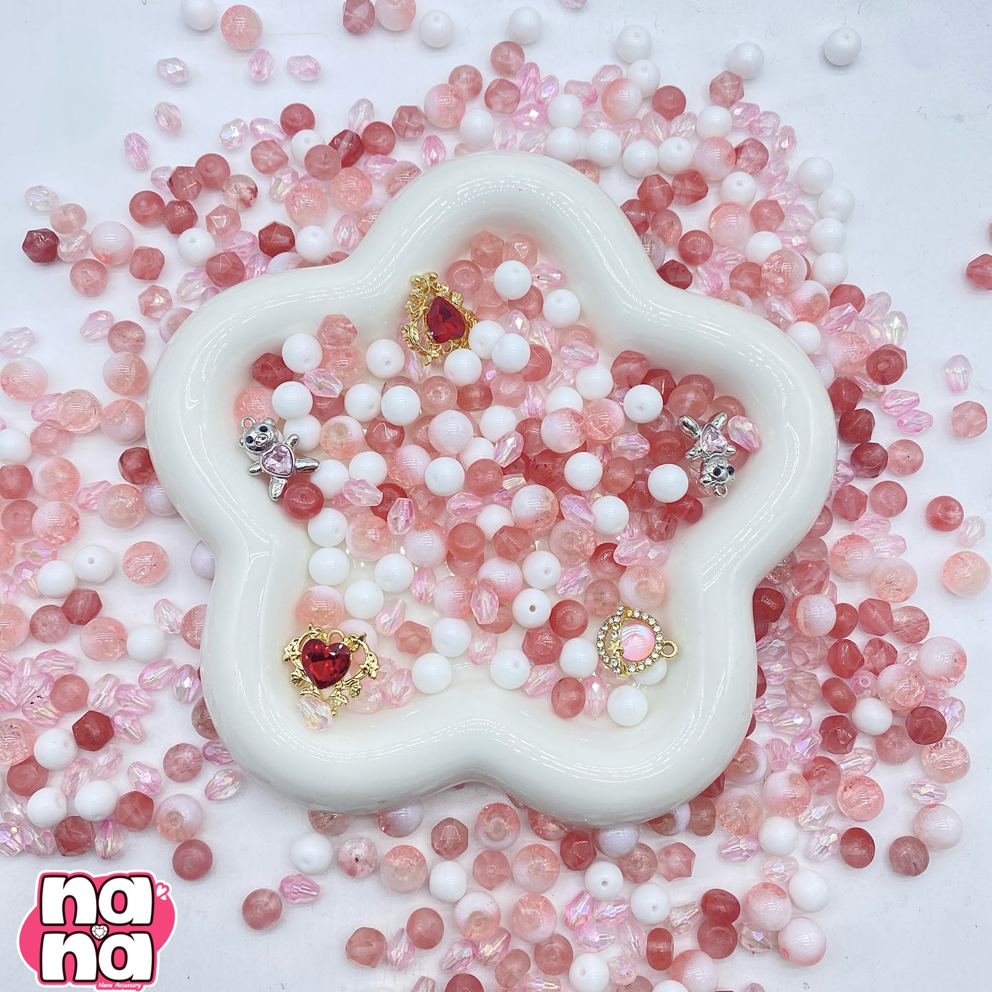 【A1225】嬉しい涙 高品質天然石Xガラス(8+10)