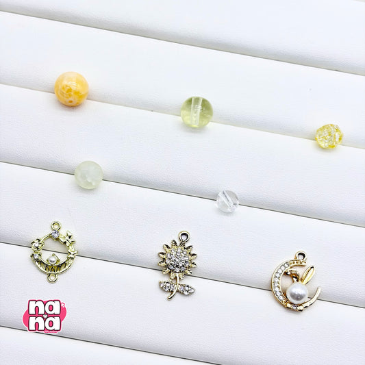 【A1240】よろこびに ひたっていたい 高品質天然石XクリスタルXガラス(8+10+12)