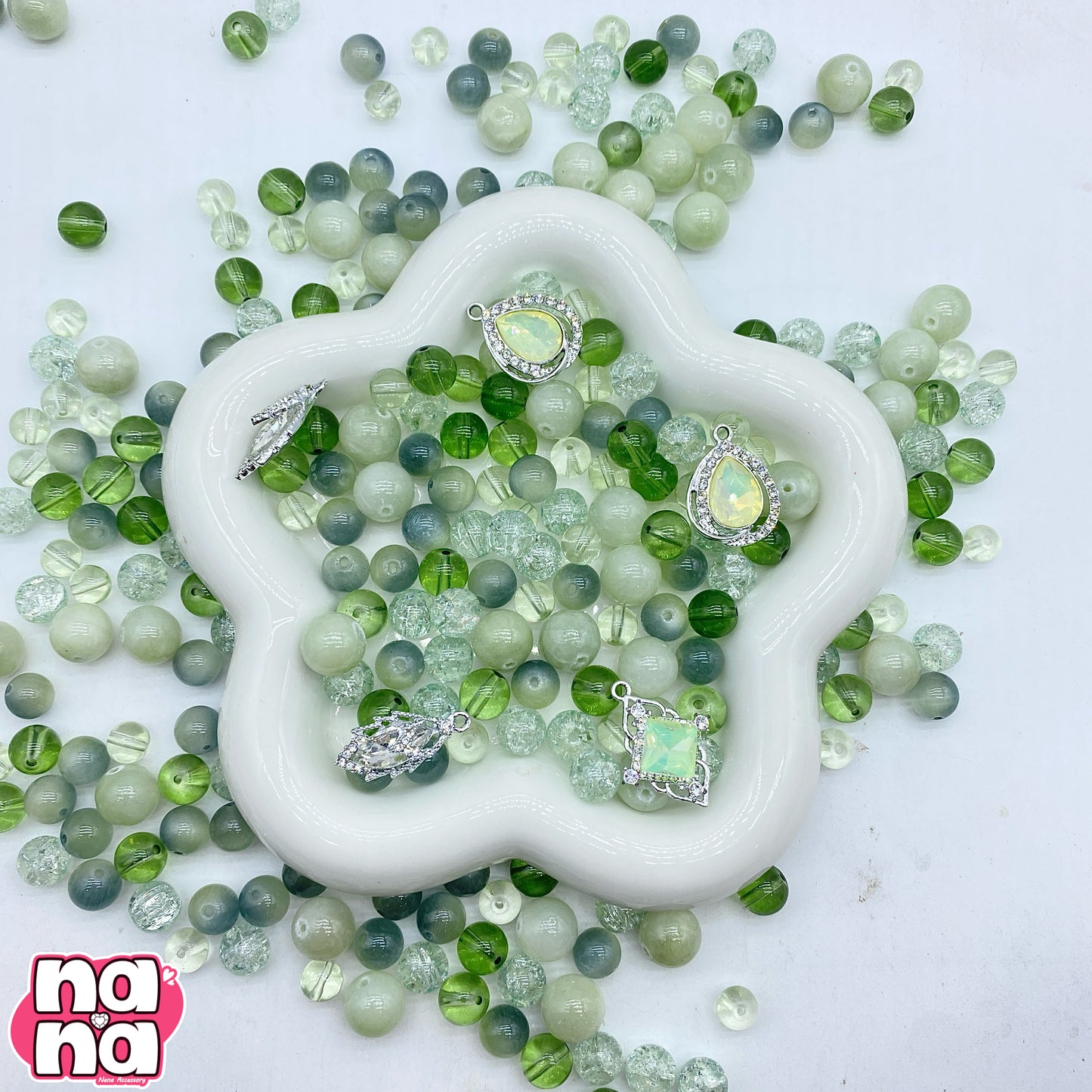 【A1246】皆とがいいな 高品質天然石XキャッツアイXガラス(8+10+12)