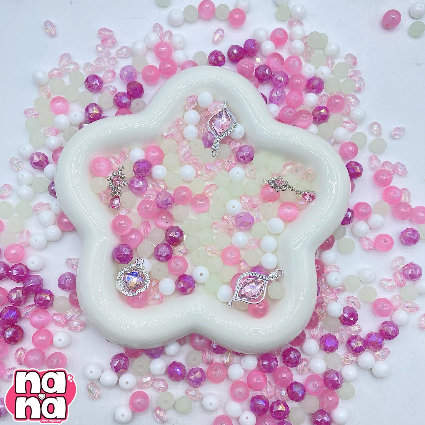 【A1251】月の初恋 高品質キャッツアイXクリスタルXガラス(8+10)