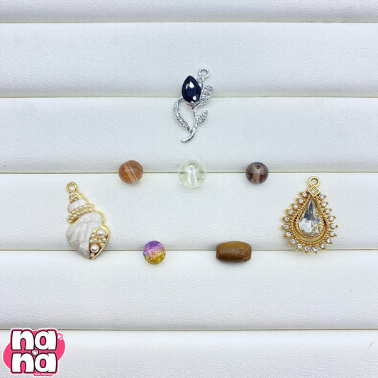 【A1267】夢はも手にしたの 高品質木のビーズXガラス(8+10)