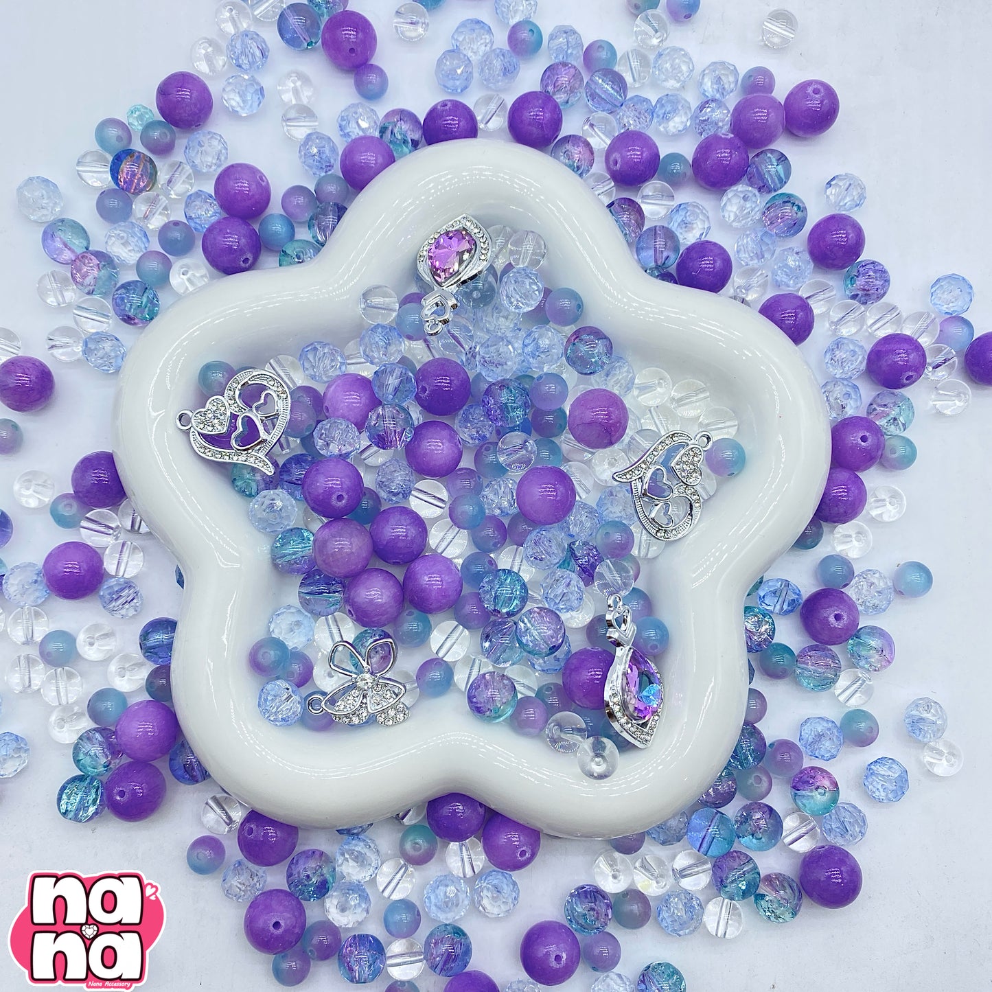 【A1285】純潔の夢 高品質天然石XキャッツアイXガラス(8+10+12)