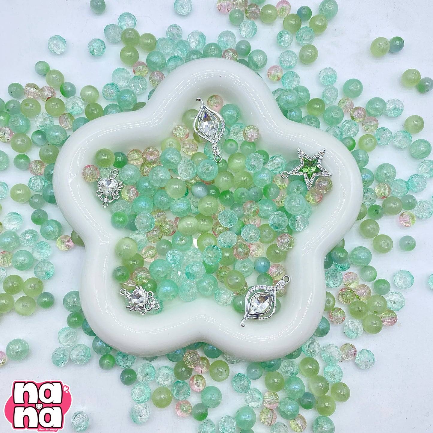 【A1286】ハート ハート 高品質キャッツアイXガラス(8+10)