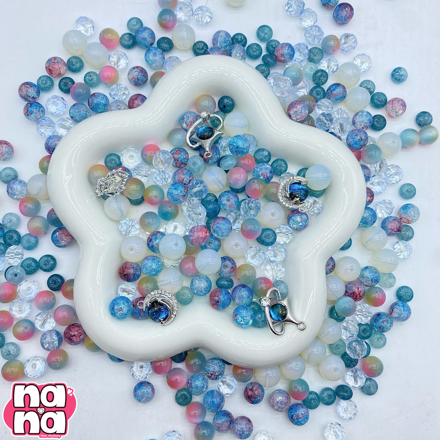 【A1290】サイレント·イヴ 高品質天然石XキャッツアイXガラス(10+12)