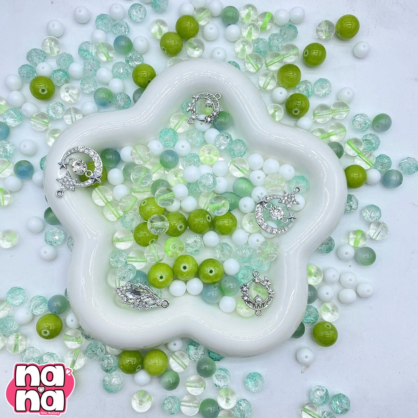 【Y1171】朧月夜 高品質キャッツアイ&ガラス(10*10)