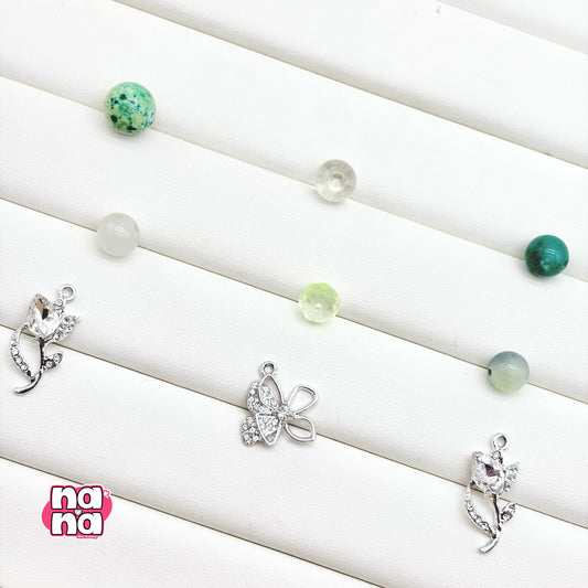 【A1300】プレゼント 高品質天然石XキャッツアイXガラス(10+12)