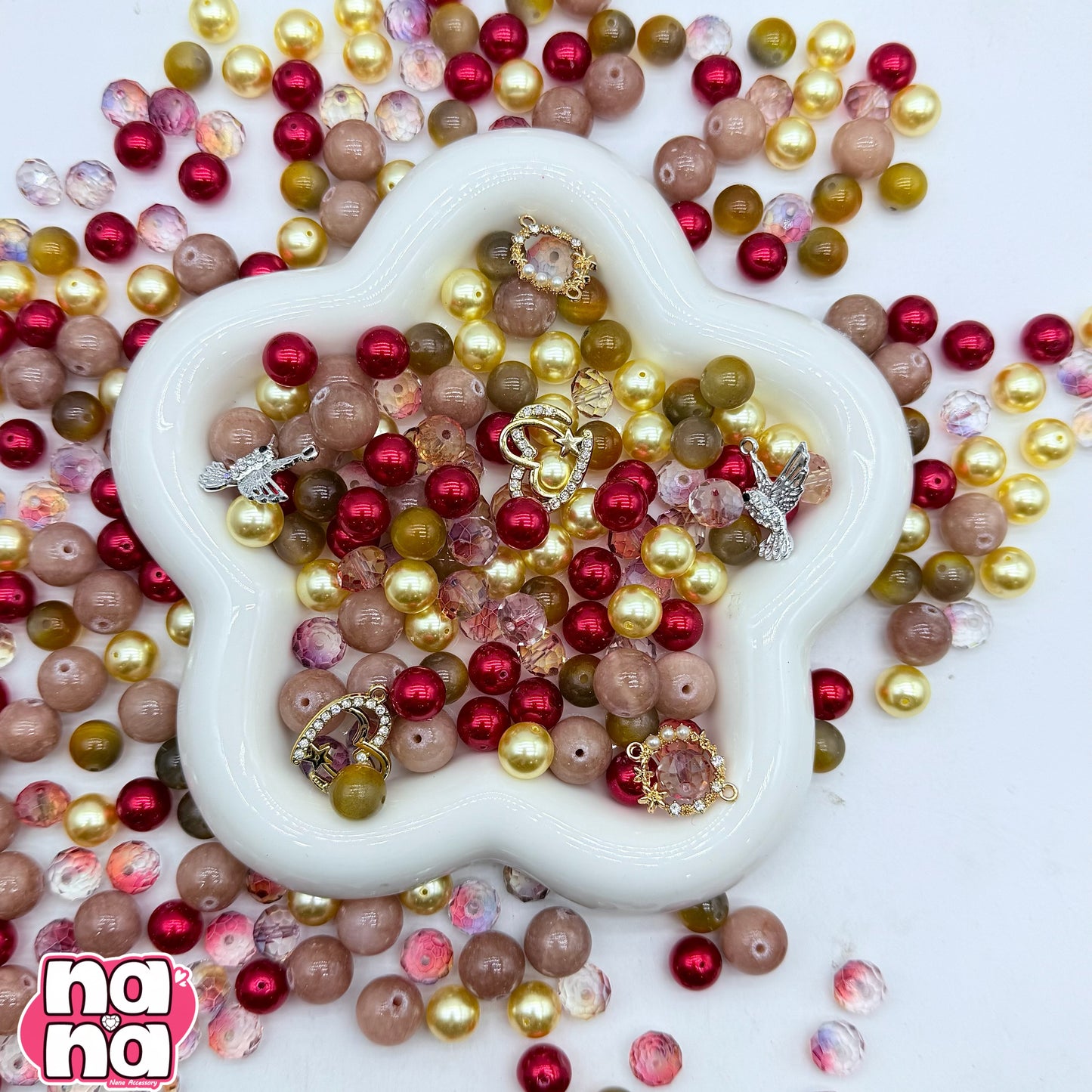 【A1305】浅い夢だから 胸を離れない 高品質天然石XキャッツアイXガラスXパール(10+12)