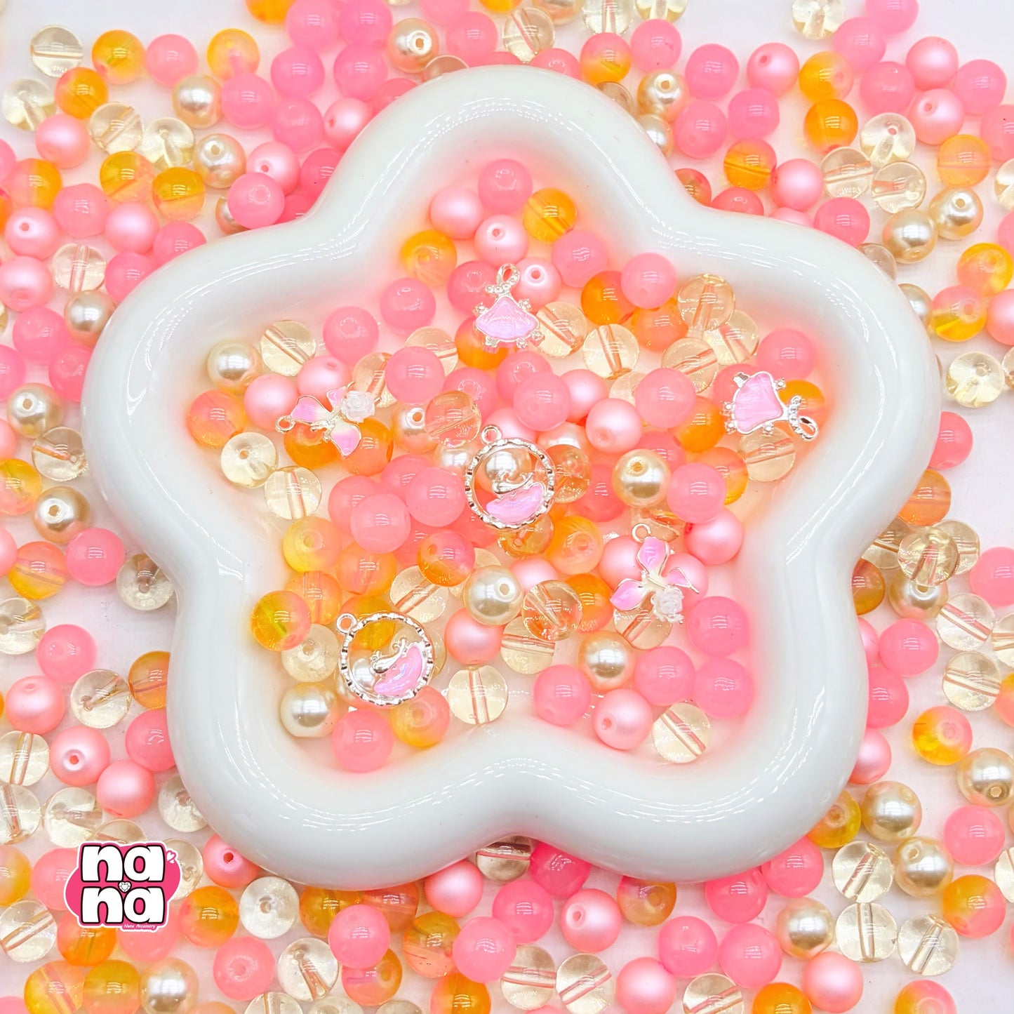 【A1454】幸せを数えて見る 高品質ガラスXパール(10*10)