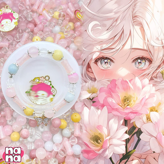 【A705】優しいハックしたい   高品質天然石（ローズクォーツ+モルガナイト）X樹脂Xガラス（8+10）