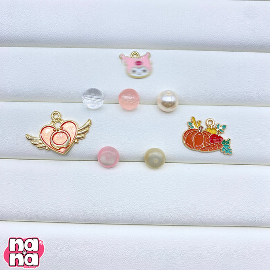 【A711】桃飴   高品質キャッツアイXガラスXパール（10*10）