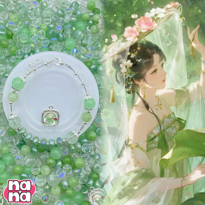 【A1007】恋音と雨空   高品質天然石Xガラス（8+10）