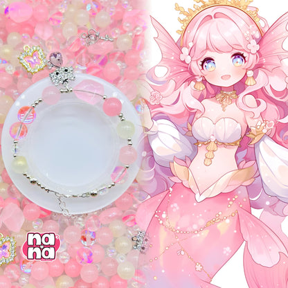 【A1045】愛してる ただ愛してる    高品質天然石X閃光ビーズXガラス（6+10）