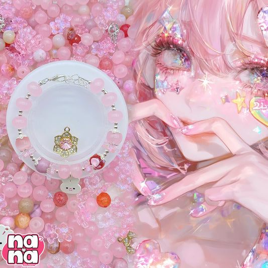 【A1111】花を待つ蕾みのように今    高品質天然石XキャッツアイXガラス（10*10）