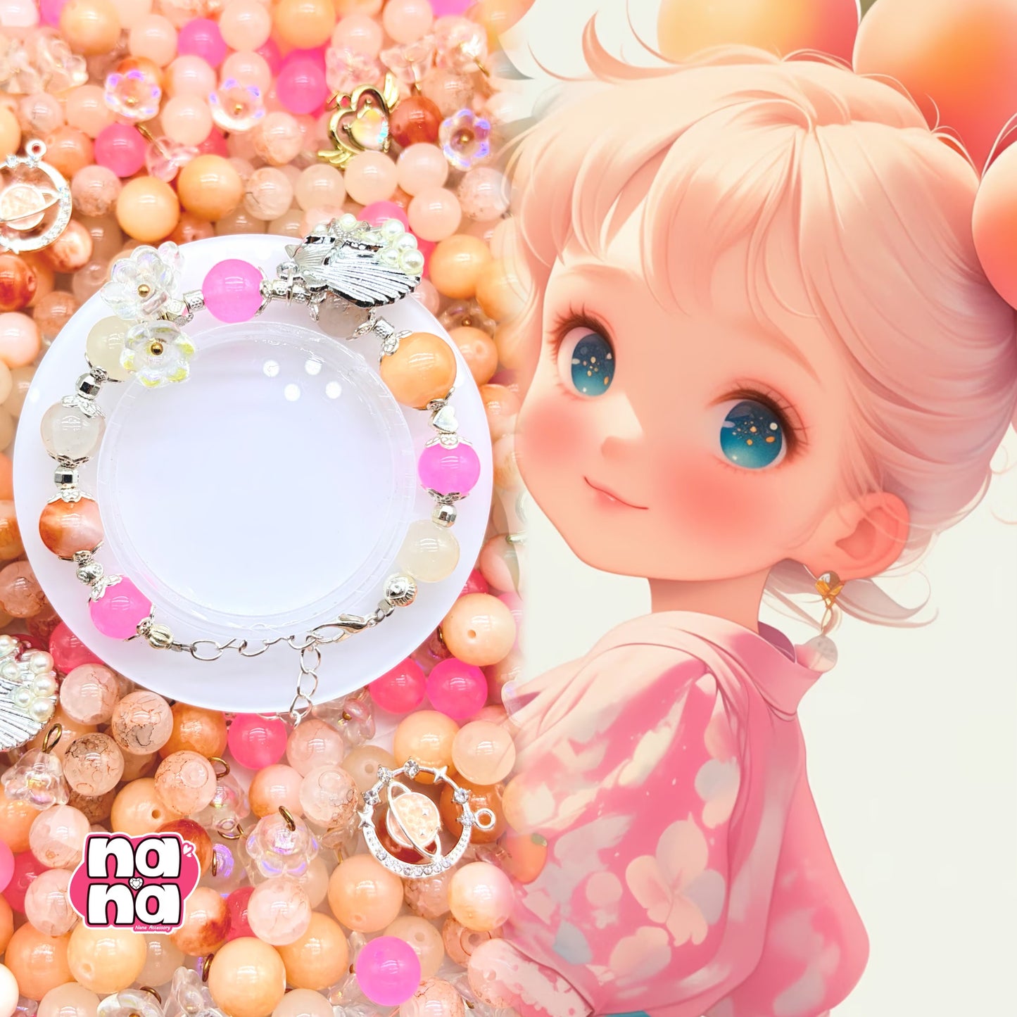 【Y1031】幸せの笑顔  高品質クォーツ&ガラス（10*10）