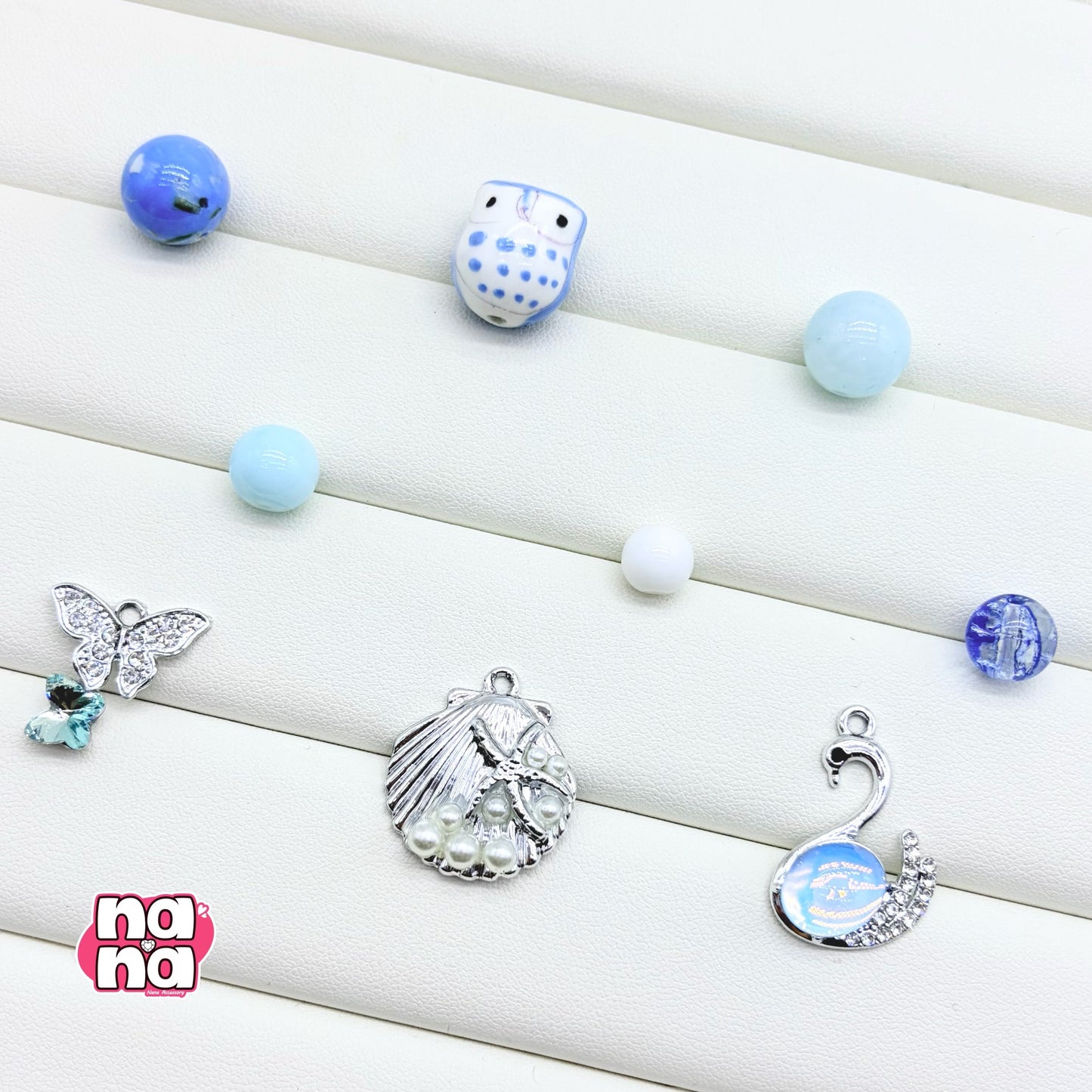 【Y1035】夏の思い出  高品質クォーツ&ガラス&磁器の玉（10*10）