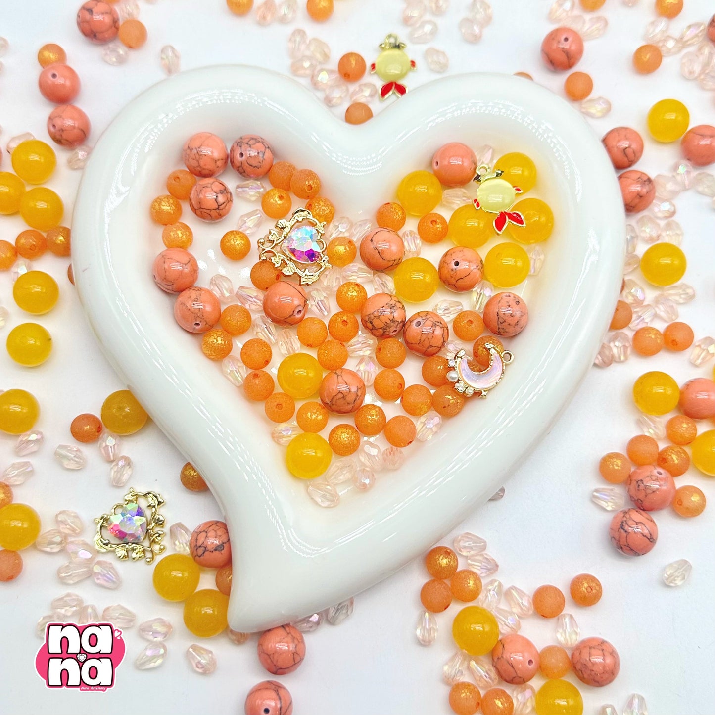 【Y1045】オレンジ   高品質クォーツ&ガラス（10*10）