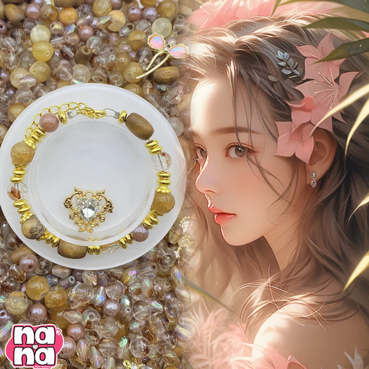 【A1190】天使の笑顔    高品質天然石X木のビーズXガラス（8+10）