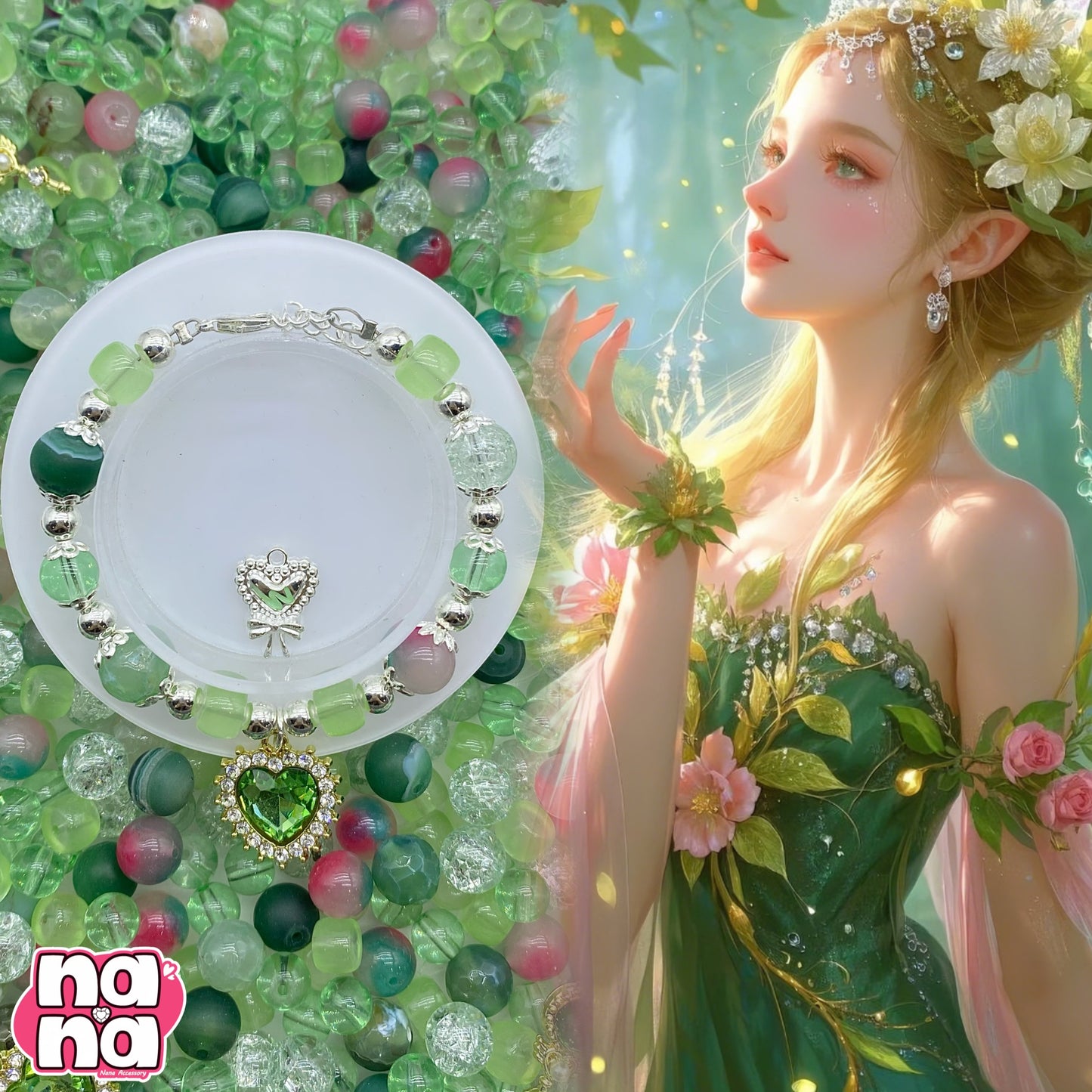 【A1195】愛を知るまでは    高品質天然石Xガラス（8+10）