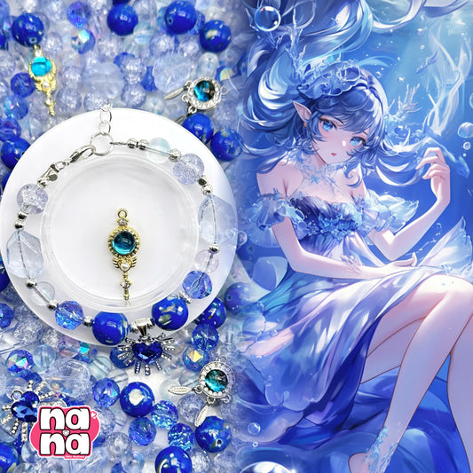 【A1205】きみと、波にのみたら    高品質天然石XクリスタルXガラス（8+10+12）