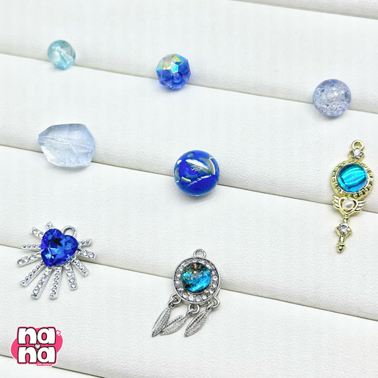 【A1205】きみと、波にのみたら    高品質天然石XクリスタルXガラス（8+10+12）