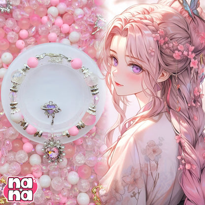 【A1206】ローズのあとさき🌹    高品質天然石Xガラス（8+10）