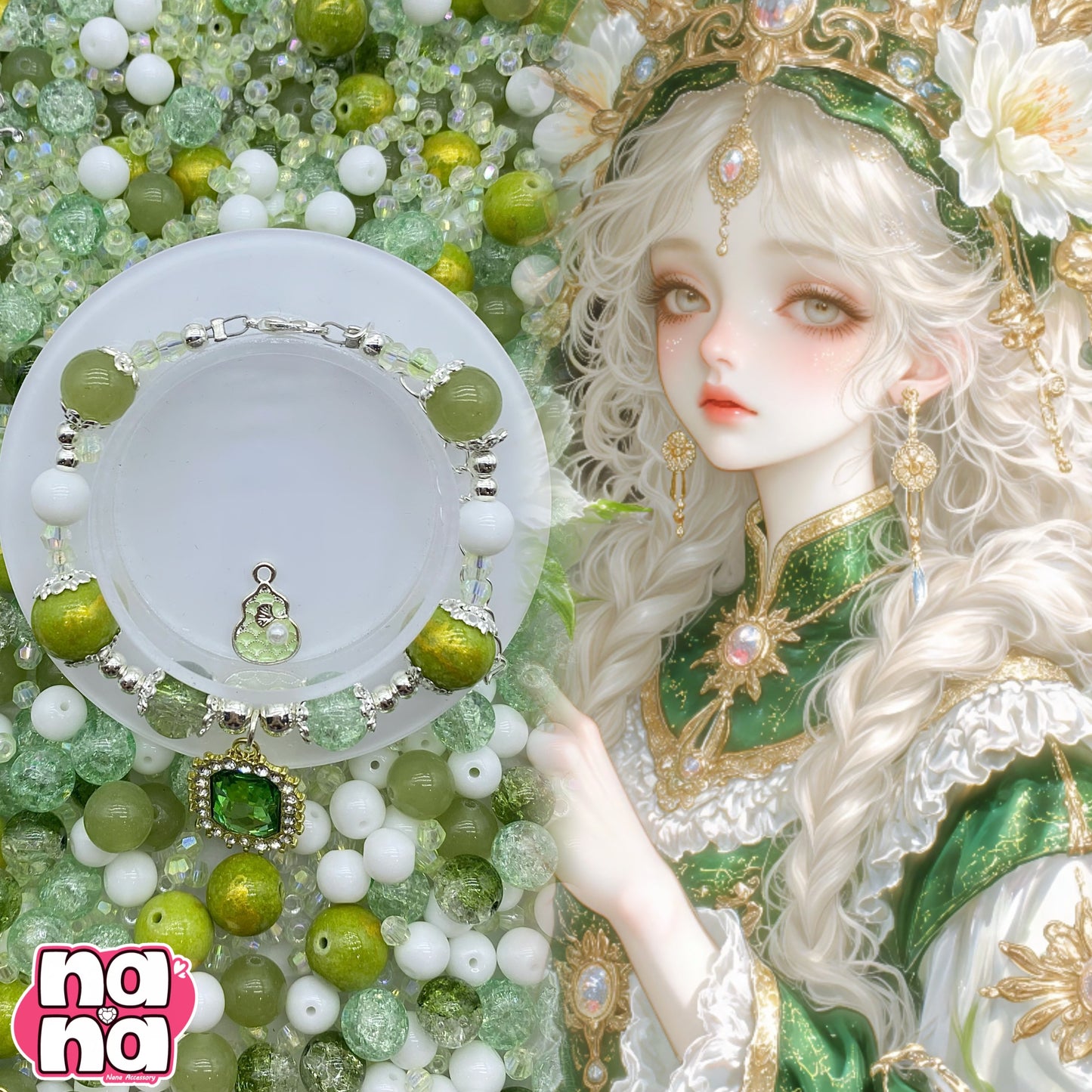 【A1207】祝福    高品質天然石Xガラス（8+10+12）