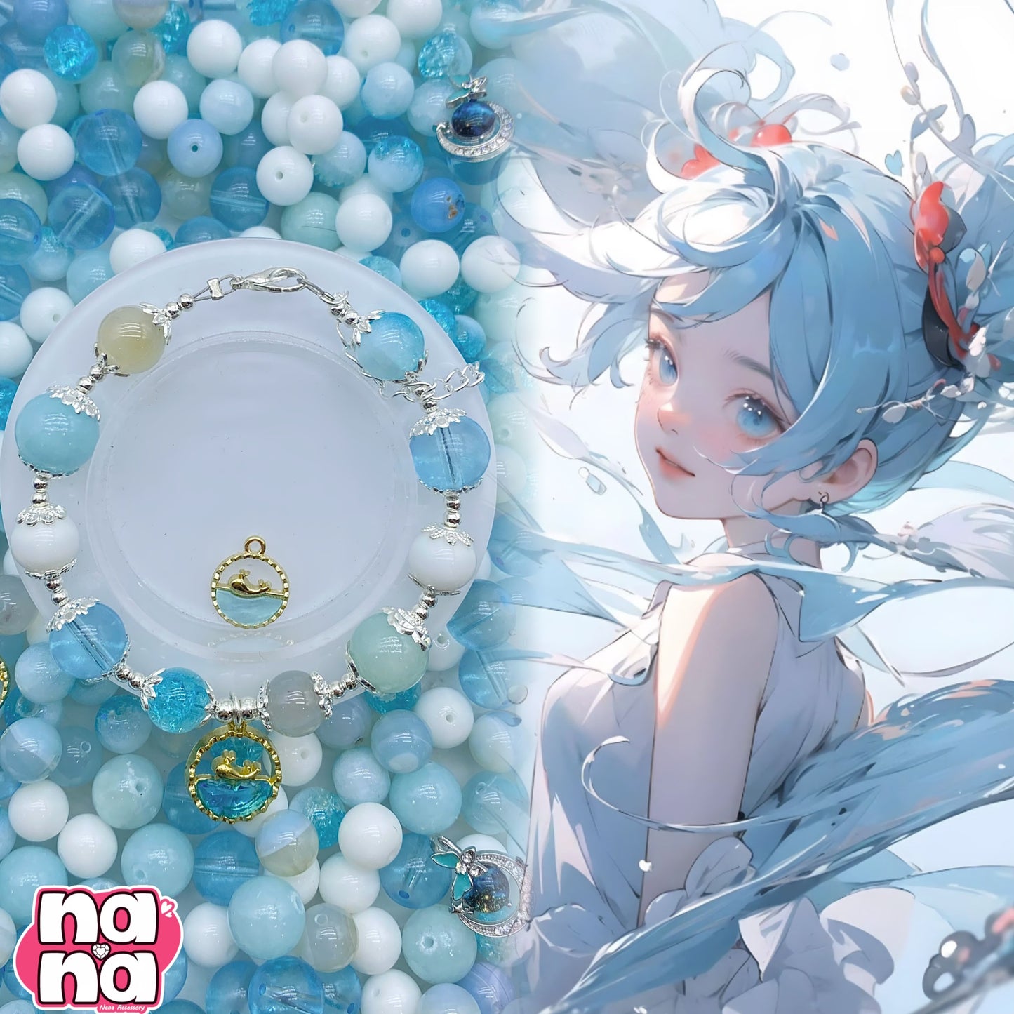 【A1215】いつも通りの君でいい    高品質天然石Xガラス（10+12)