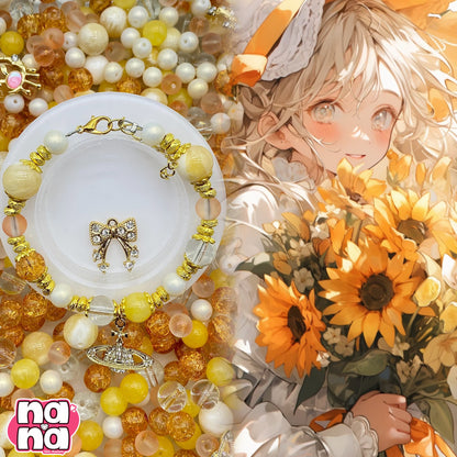 【A1216】LOVE ドっきゅうん     高品質天然石Xガラス（8+10+12)