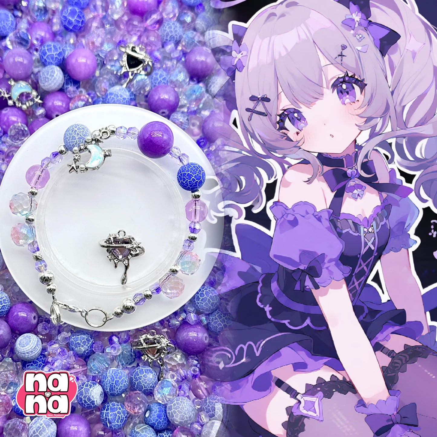 【A1231】二人の日々はもうすぐおもいで     高品質天然石Xガラス（8+10+12）