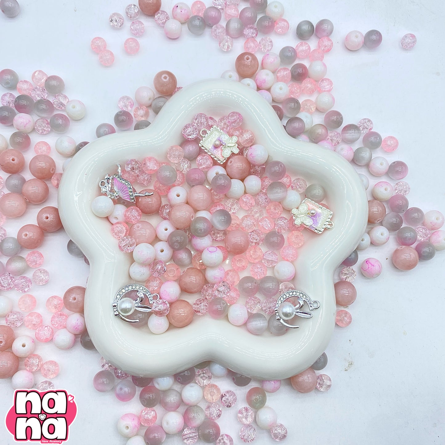 【A1241】ときめきを止めないで    高品質天然石XキャッツアイXガラス（8+10+12)