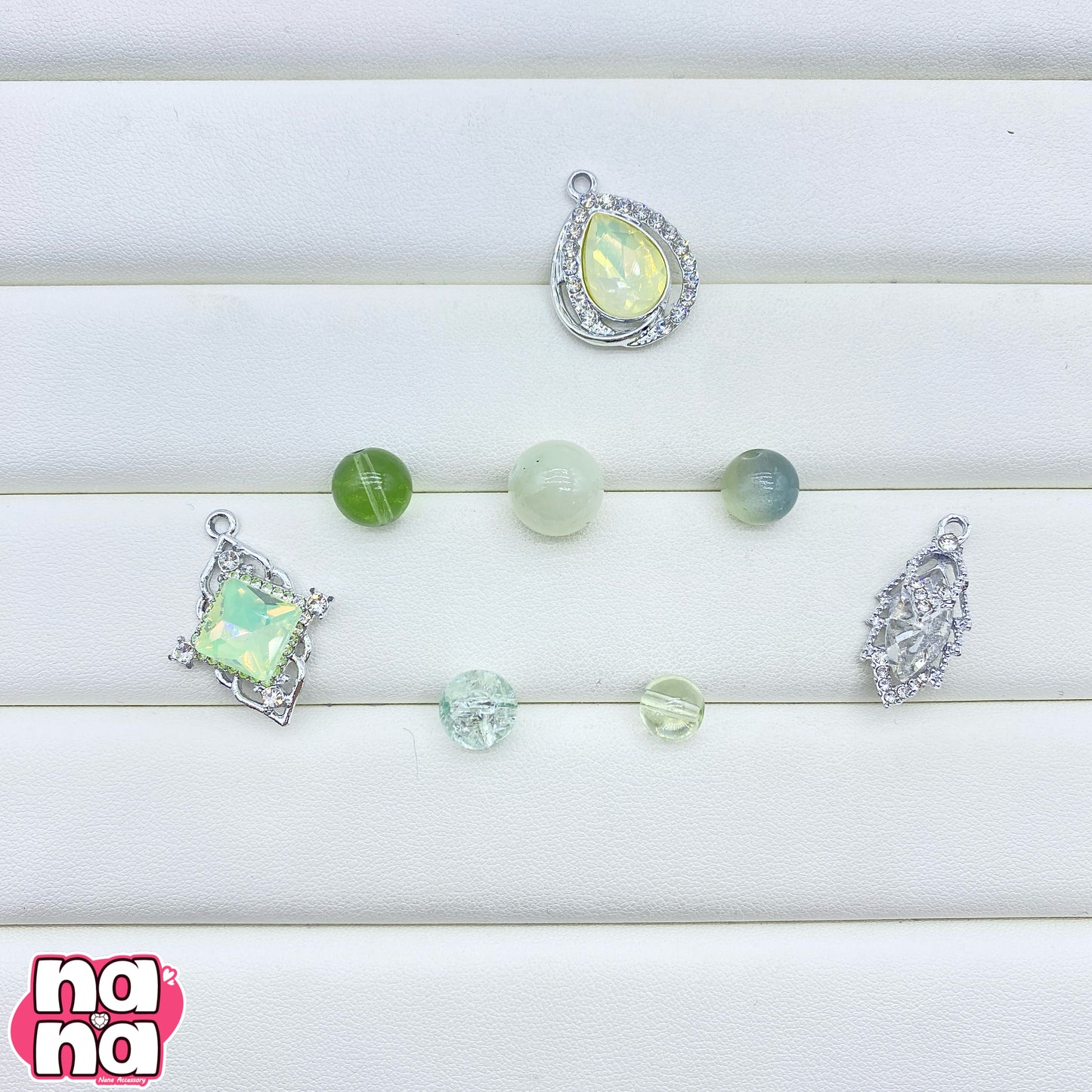 【A1246】皆とがいいな    高品質天然石XキャッツアイXガラス（8+10+12)