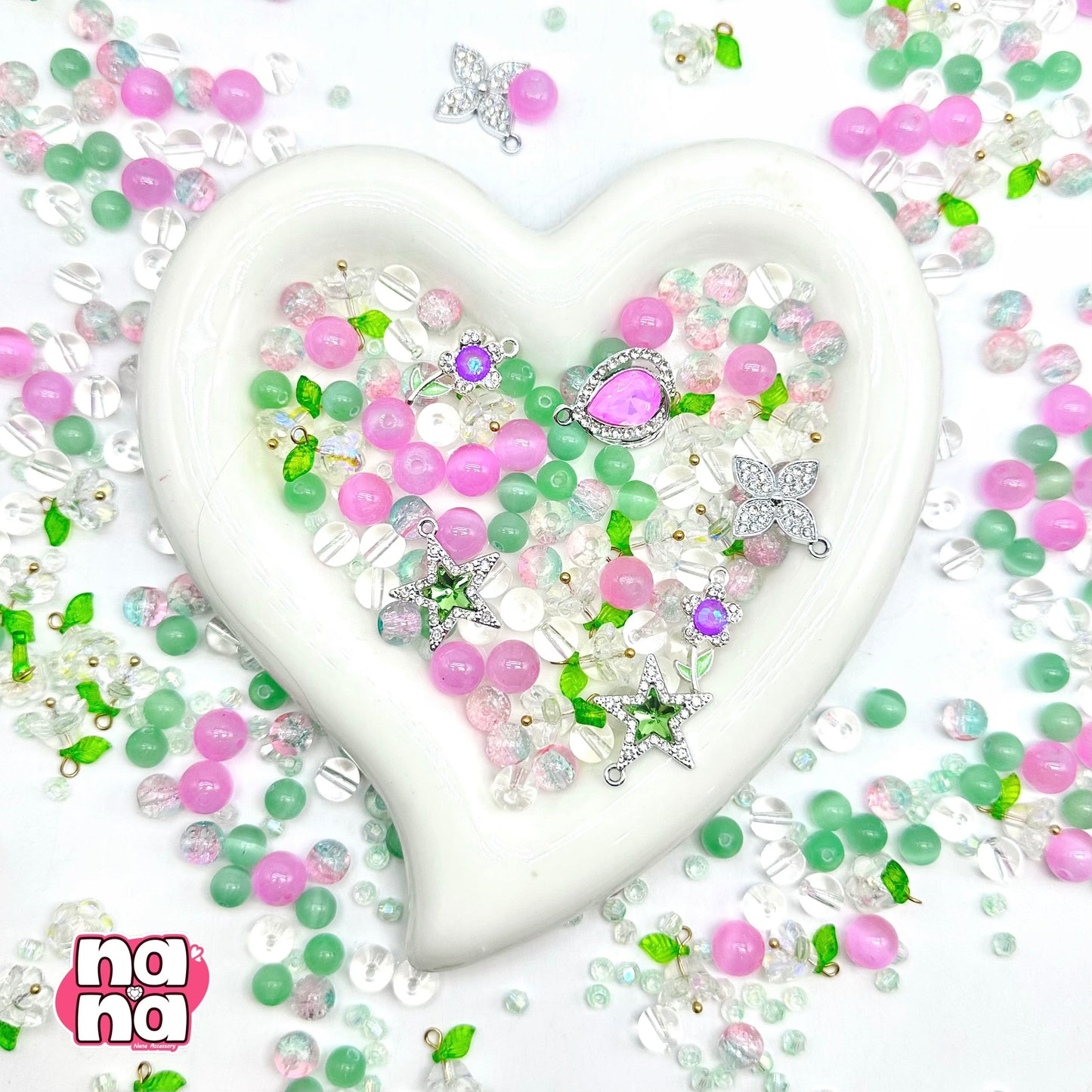 【Y1126】春の花園  高品質キャッツアイ&ガラス（10*10）