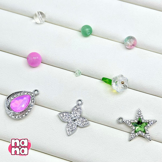 【Y1126】春の花園  高品質キャッツアイ&ガラス（10*10）