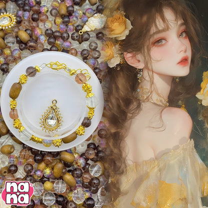 【A1267】夢はも手にしたの    高品質木のビーズXガラス（8+10）