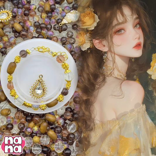 【A1267】夢はも手にしたの    高品質木のビーズXガラス（8+10）