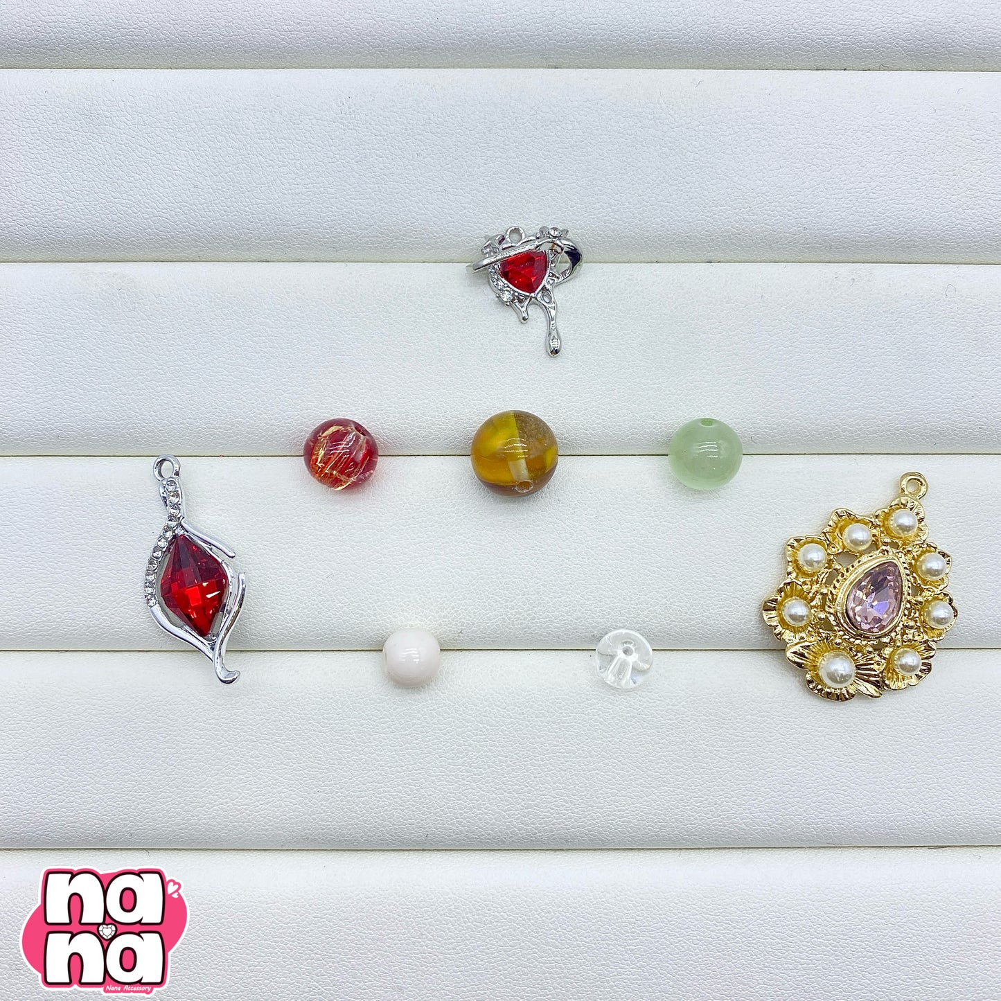 【A1275】私に花束    高品質天然石XキャッツアイXガラス（8+10+12)